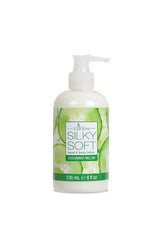 Silky Soft Cucumber Melon Hand & Body Lotion with a cool cucumber melon scent in an 8 oz bottle.