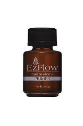 EZFlow Primer in a 14ml amber bottle to improve adhesion for flawless acrylic nail applications.