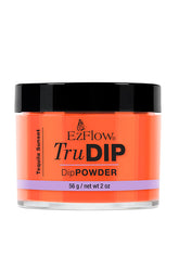 Front view of EzFlow TruDIP Tequila Sunset 2 ounce glass jar showing its nail dip powder contents