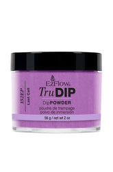 Front view of EzFlow TruDIP Last Call nail dip powder's transparent glass container with contents showing through
