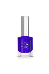 TruLAQ Boozy Blue Extended Wear blue shimmer lacquer bottle with silver cap for a sparkling, deep tone.