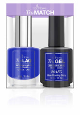 EzFlow TruMatch Blue Morning Glory, a bold blue gel polish with a matching extended wear lacquer.