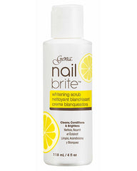 Front view of a 4-ounce Gena Nail Brite Wrightening scrub with label product text isolated in white color background