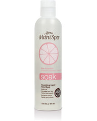 Front facing of an 8-ounce bottle of Gena Mani Spa Nourishing Liquid Hand Soak with printed labeled text
