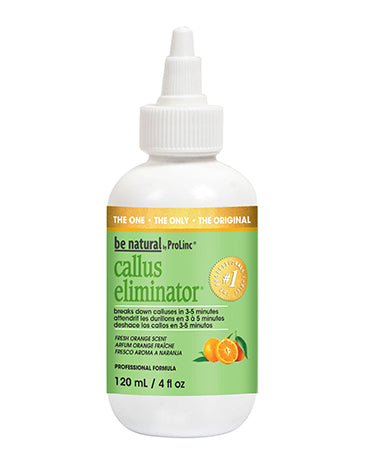 4 ounce twist top white bottle of ProLinc Orange Callus Eliminator featuring its green themed product label