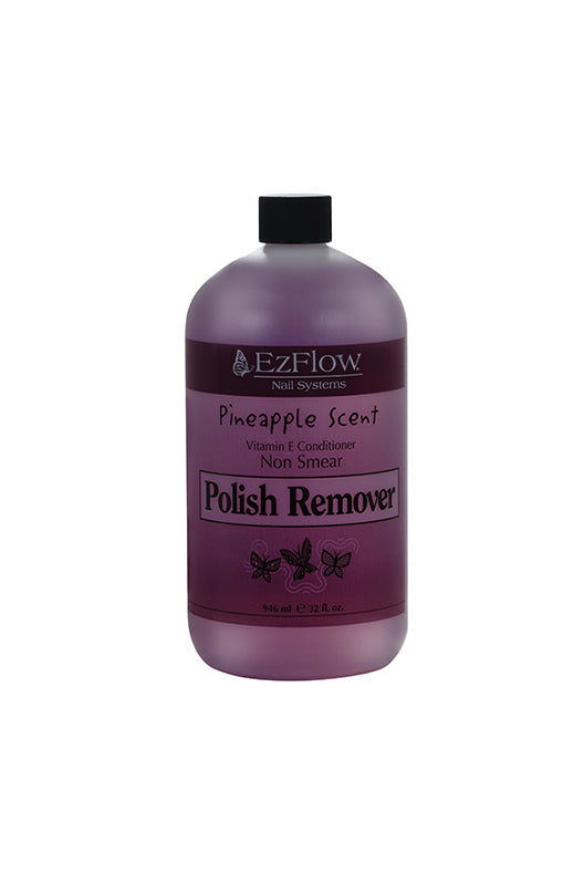 EzFlow Pineapple Scent Polish Remover in a large 946ml bottle, enriched with vitamin E to nourish nails.