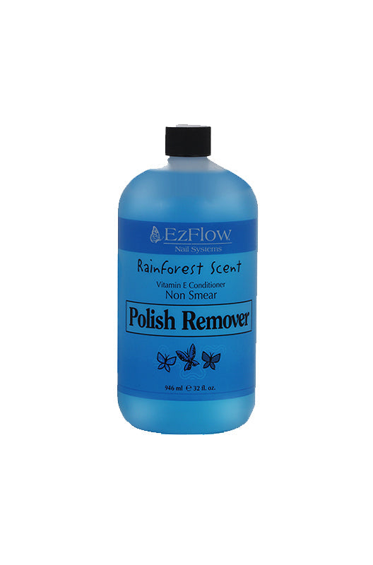 Large 946ml bottle of EzFlow Rainforest Scent Polish Remover with vitamin E to gently remove polish.