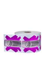 Front demonstration of EzFlow Traditional Nail Forms roll place in the white color backdrop