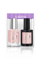 Front view of EzFlow Color Duos Plus 1 combo retail pack featuring its nail & gel lacquer bottle contents
