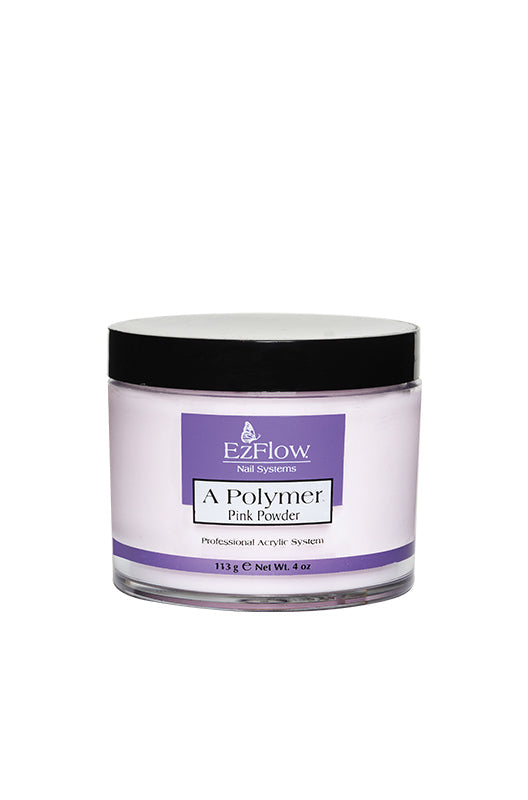 Wide view of EzFlow A - Polymer Pink in 4-ounce packaging with printed product details and information