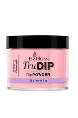 A clear 2 ounce tub of EzFlow TruDIP Ready to Flamingle nail dip powder