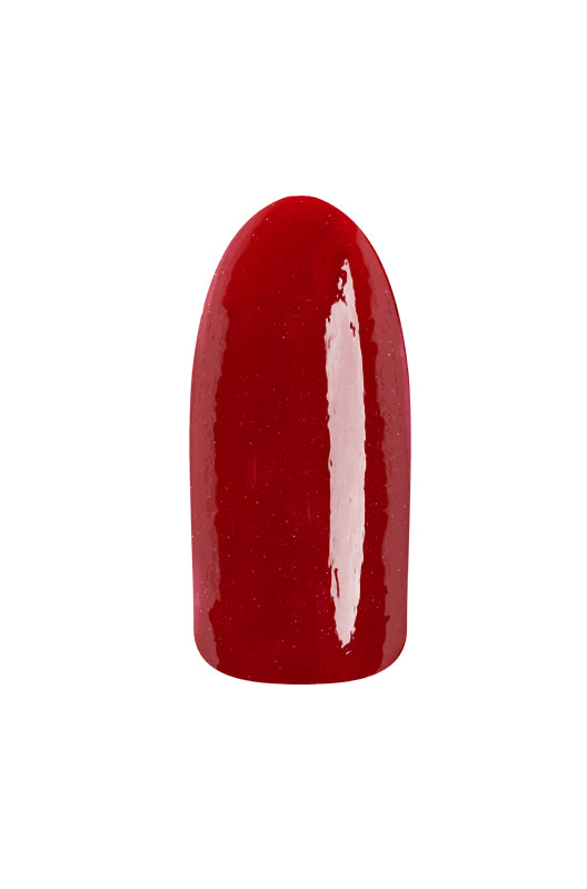 Smeared Kiss nail swatch showcasing the deep red, glossy finish from EZFlow TruMatch Gel and TruLacquer.