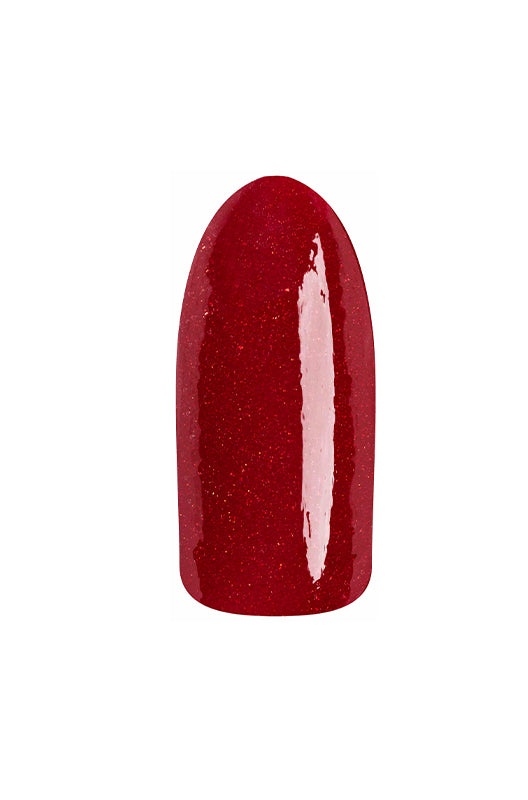 EzFlow TruDIP Queen High swatched onto an artificial nail showing its glossy dark red finish