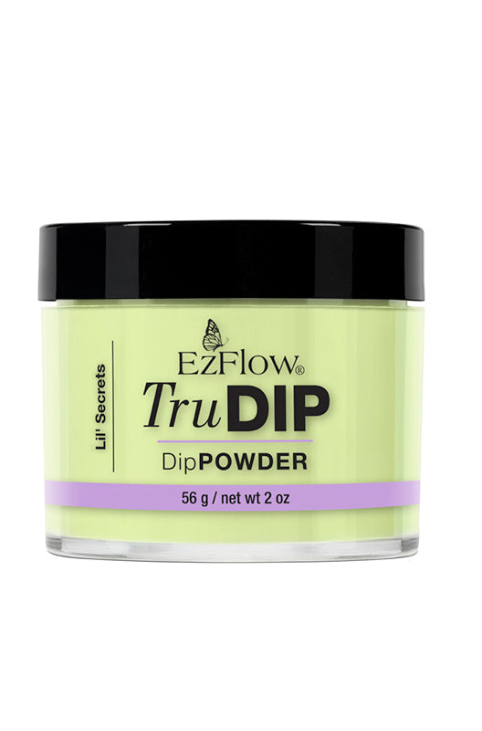 A capped 2 ounce bottle of EzFlow TruDIP Lil' Secrets printed with product name & details