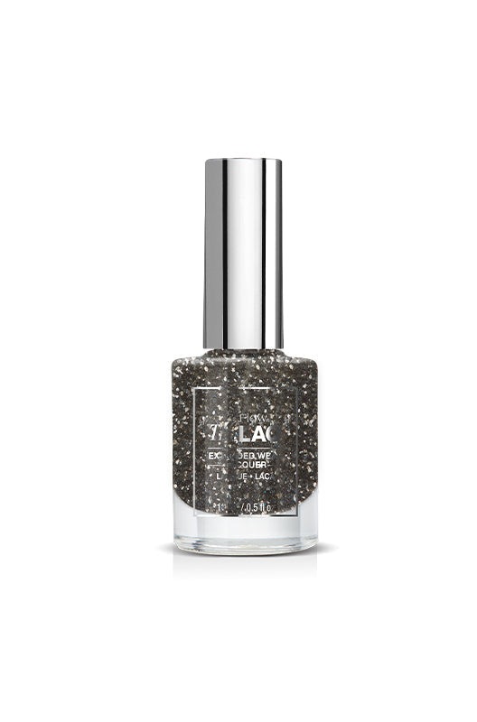 EZ Flow TruLAQ Extended Wear Nail Lacquer in After After Party - A glittering black nail polish for extended wear with a smooth, high-shine finish.