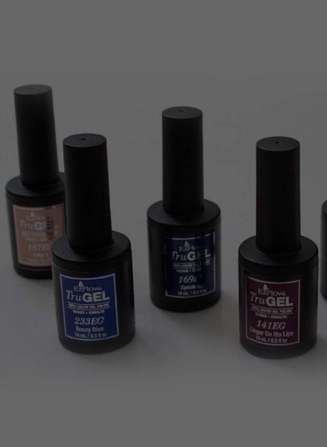 Collection of TruGel bottles on a white background