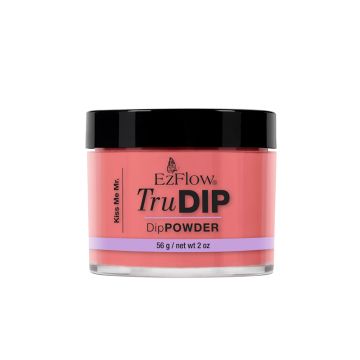 Front view of EzFlow TruDIP Kiss Me nail dip powder in a 2 ounce glass jar